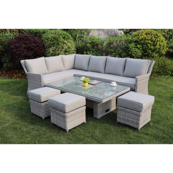 Rosalind Wheeler Sitzer Lounge Set Chara Aus Polyrattan Mit Polster